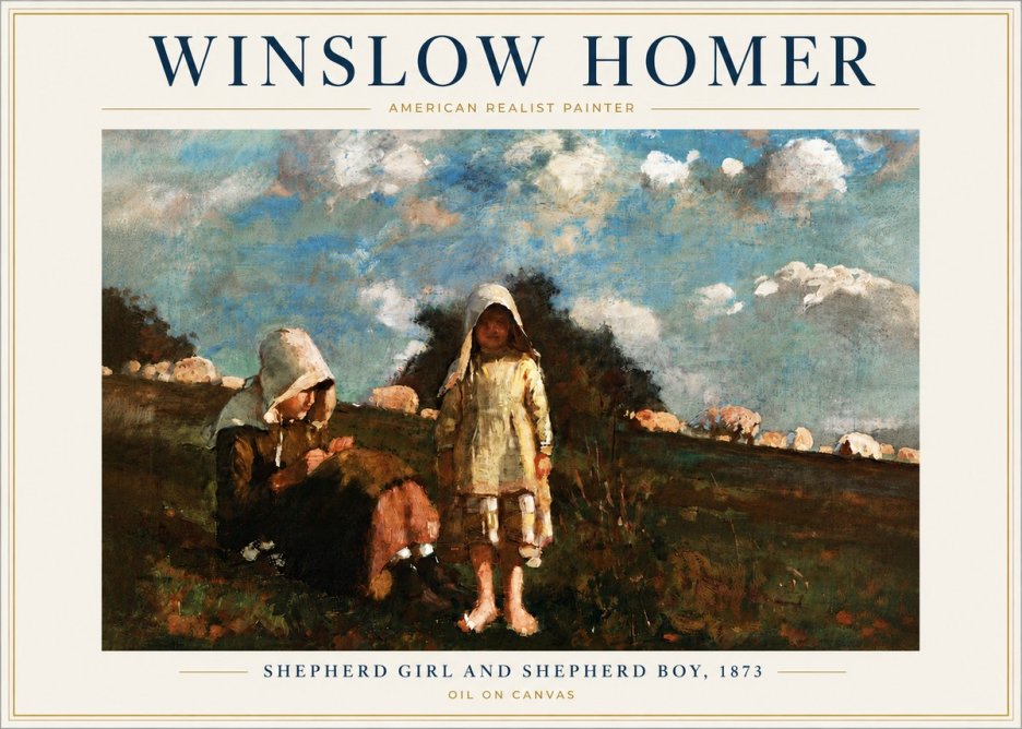 Winslow Homer Shepherd Girl and Shepherd Boy, 1873 No6 - Poszter