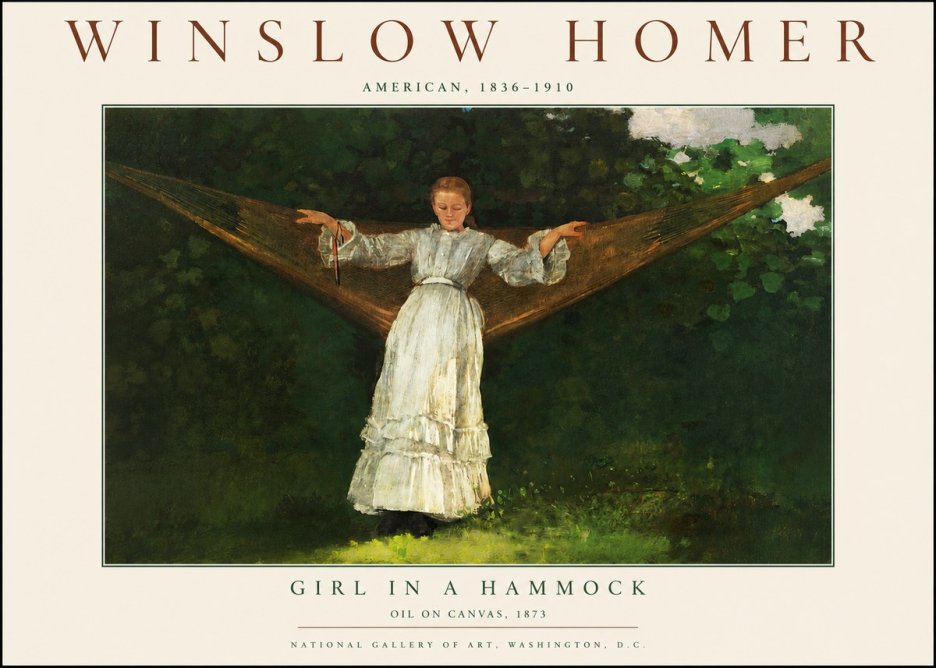 Winslow Homer Girl in a Hammock No3 - Poszter