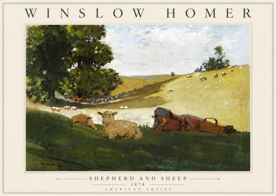 Winslow Homer Shepherd and Sheep No5 - Poszter