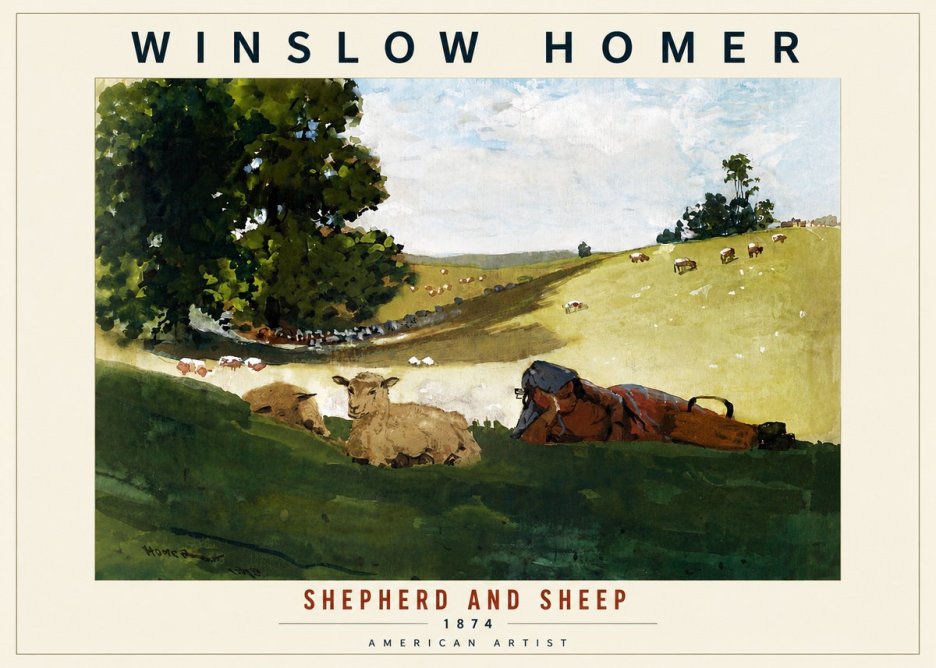 Winslow Homer Shepherd and Sheep No6 - Poszter
