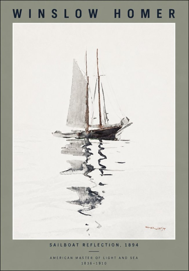 Winslow Homer Sailboat Reflection, 1894 No4 - Poszter