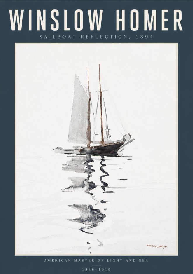 Winslow Homer Sailboat Reflection, 1894 No6 - Poszter