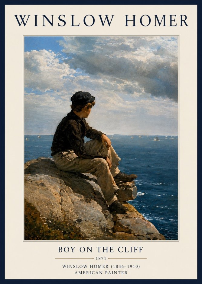Winslow Homer Boy on the Cliff No6 - Poszter
