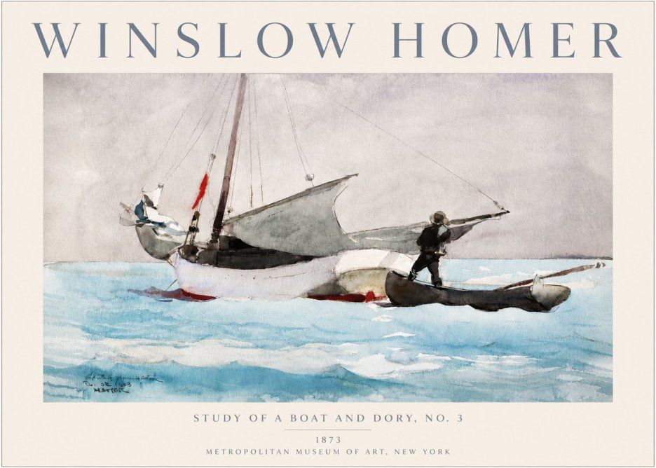 Winslow Homer Study of a Boat and Dory Watercolor, No. 3 No3 - Poszter
