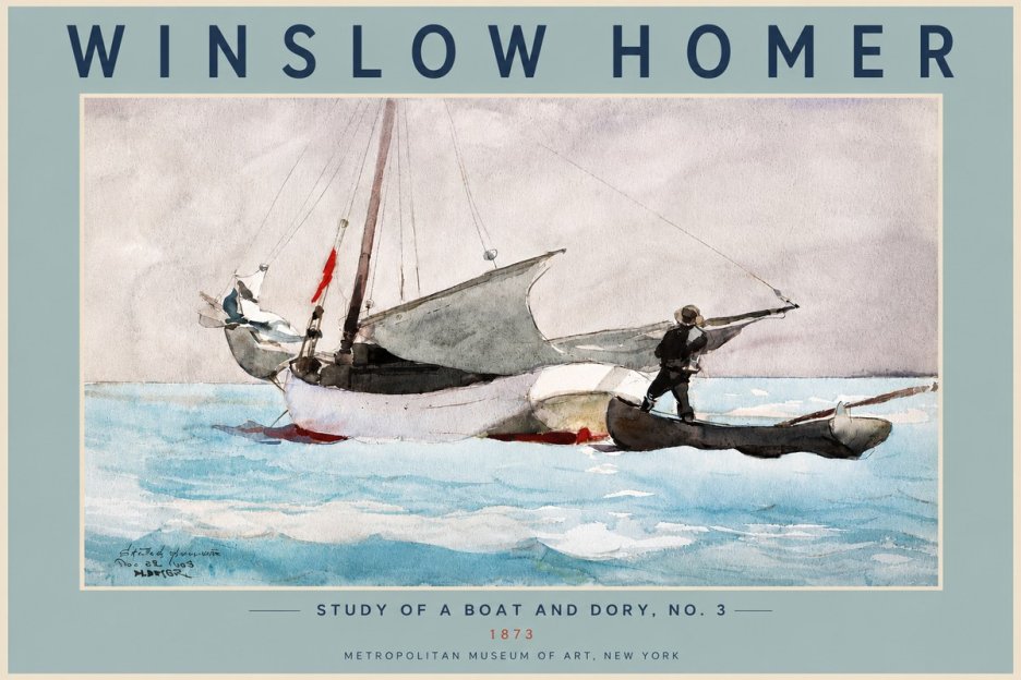 Winslow Homer Study of a Boat and Dory Watercolor, No. 3 No5 - Poszter