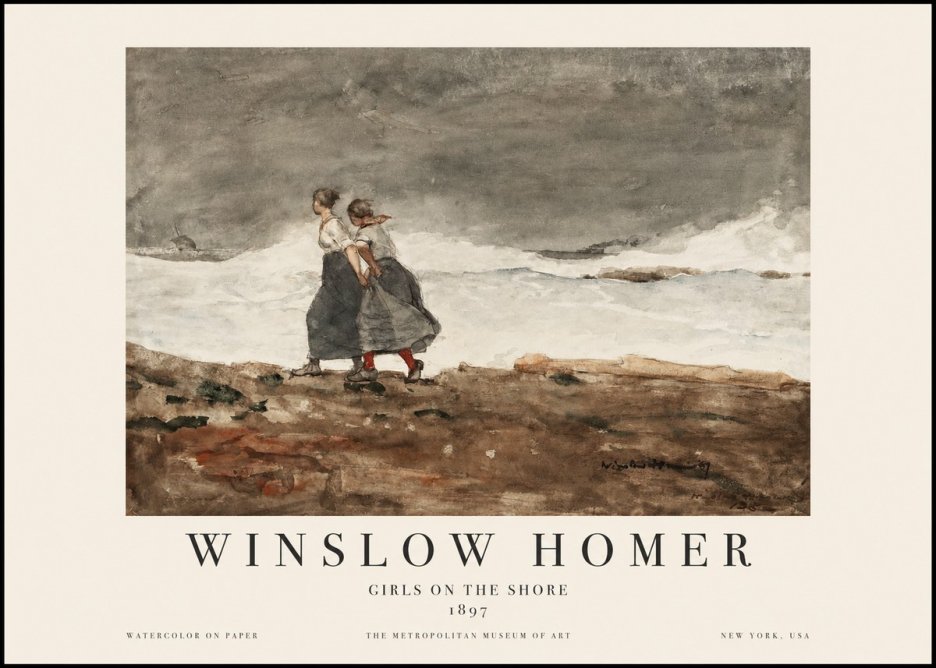 Winslow Homer Girls on the Shore No1 - Poszter