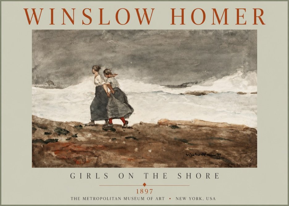Winslow Homer Girls on the Shore No2 - Poszter