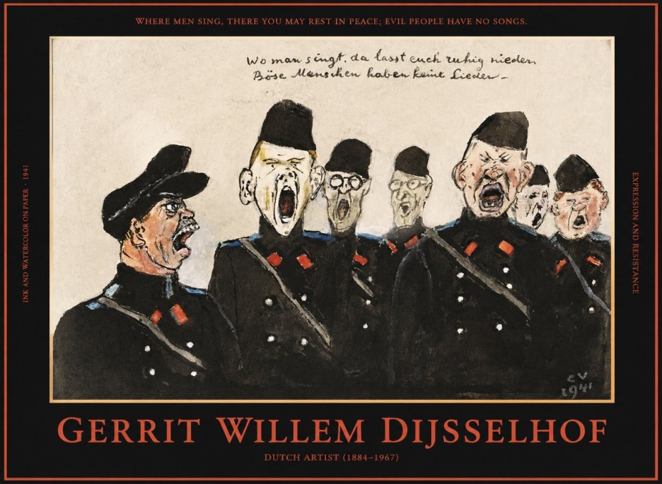 Gerrit Willem Dijsselhof Where Men Sing, There You May Rest in Peace; Evil People Have No Songs. No1 - Poszter