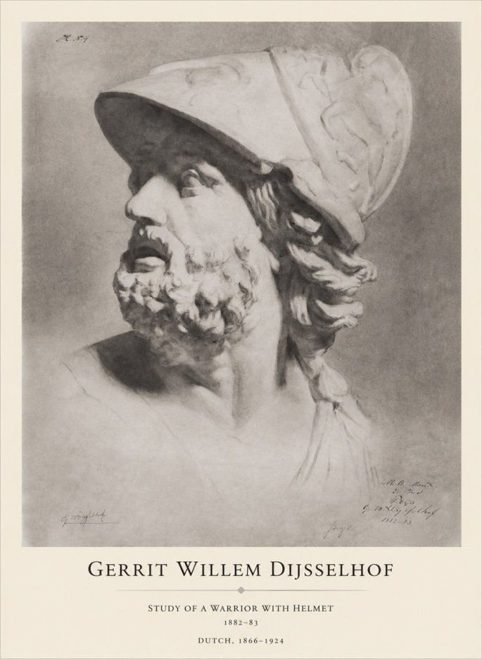 Gerrit Willem Dijsselhof Study of a Warrior with Helmet No1 - Poszter