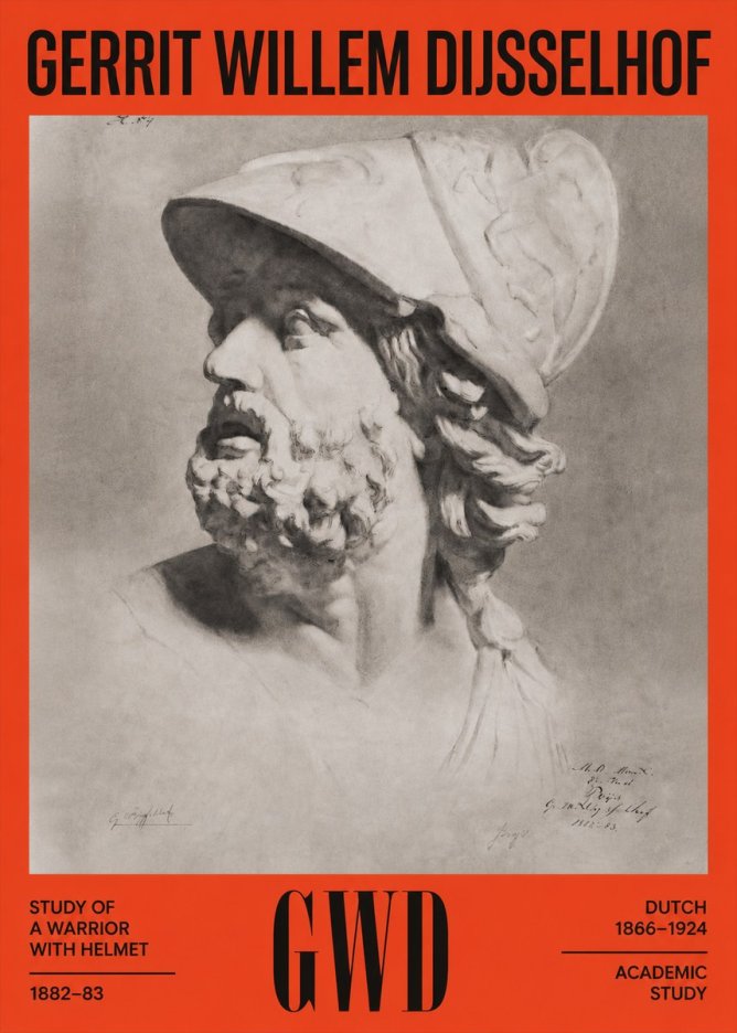 Gerrit Willem Dijsselhof Study of a Warrior with Helmet No2 - Poszter
