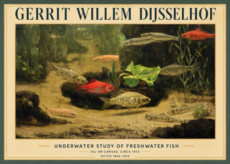 Gerrit Willem Dijsselhof Underwater Study of Freshwater Fish No4 - Poszter