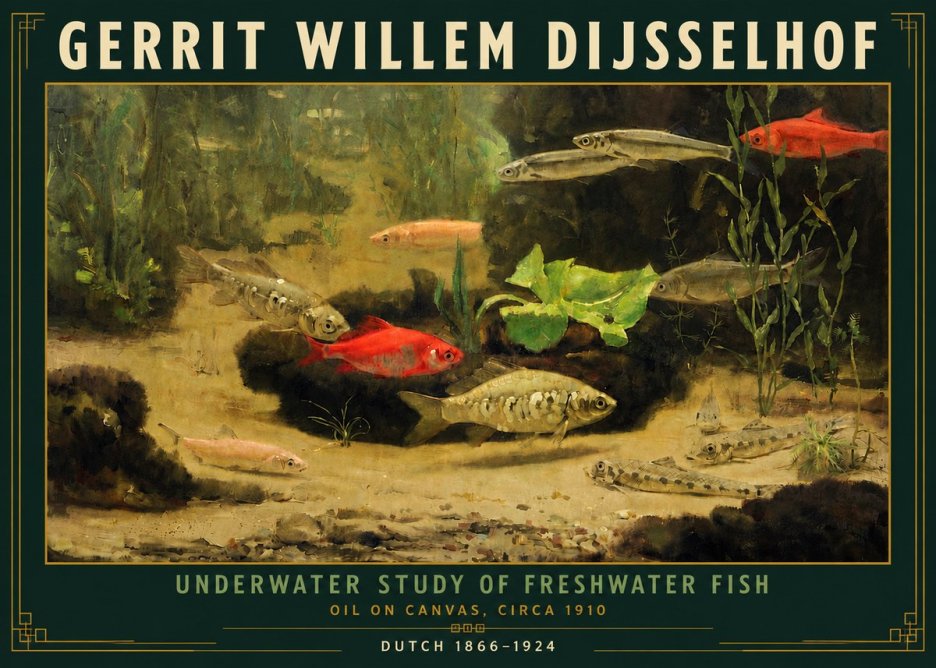 Gerrit Willem Dijsselhof Underwater Study of Freshwater Fish No5 - Poszter