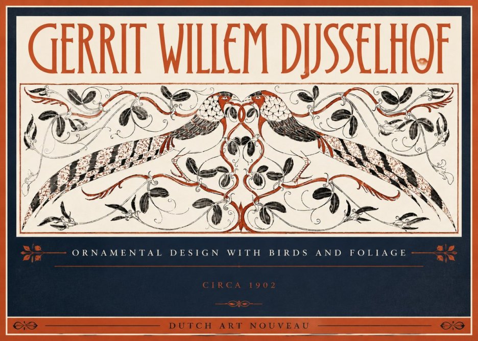 Gerrit Willem Dijsselhof Ornamental Design with Birds and Foliage No5 - Poszter
