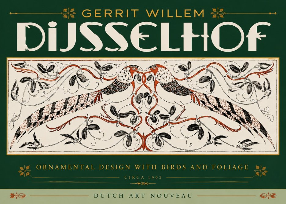 Gerrit Willem Dijsselhof Ornamental Design with Birds and Foliage No6 - Poszter