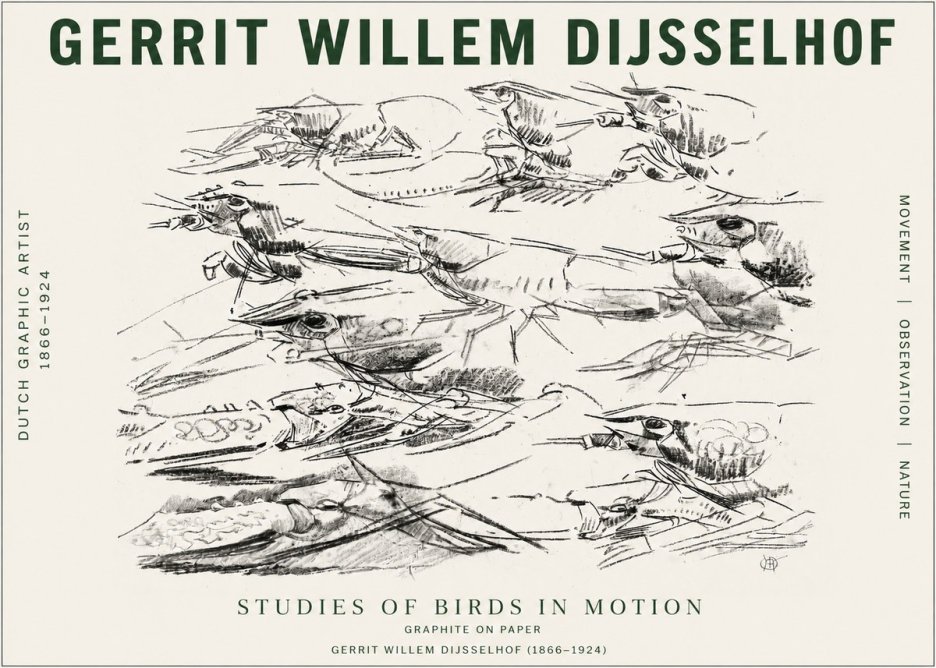 Gerrit Willem Dijsselhof Studies of Birds in Motion No4 - Poszter