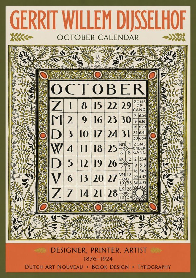 Gerrit Willem Dijsselhof October - Calendar Page No3 - Poszter