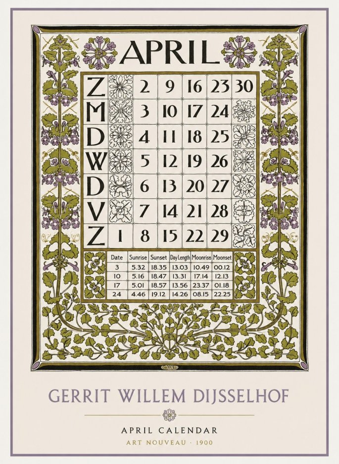 Gerrit Willem Dijsselhof April No2 - Poszter