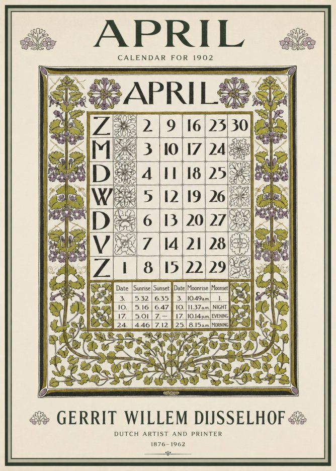 Gerrit Willem Dijsselhof April No3 - Poszter