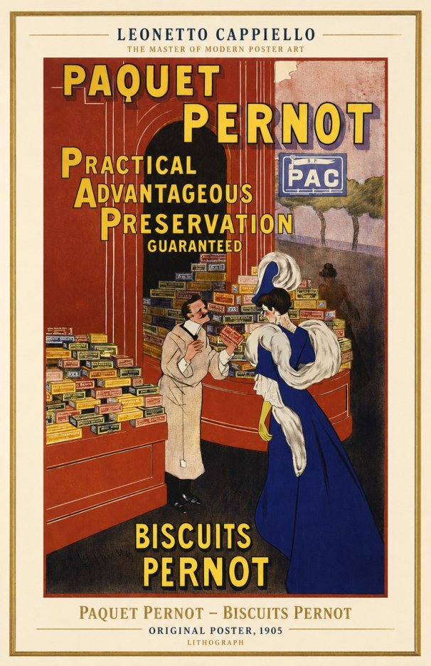 Leonetto Cappiello Paquet Pernot – Biscuits Pernot No1 - Poszter