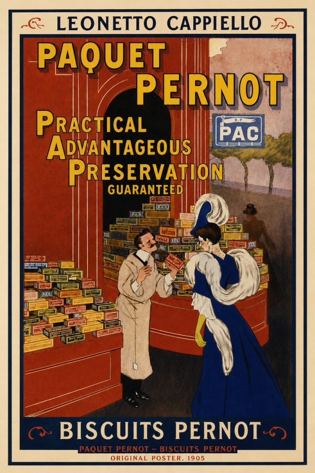 Leonetto Cappiello Paquet Pernot – Biscuits Pernot No3 - Poszter