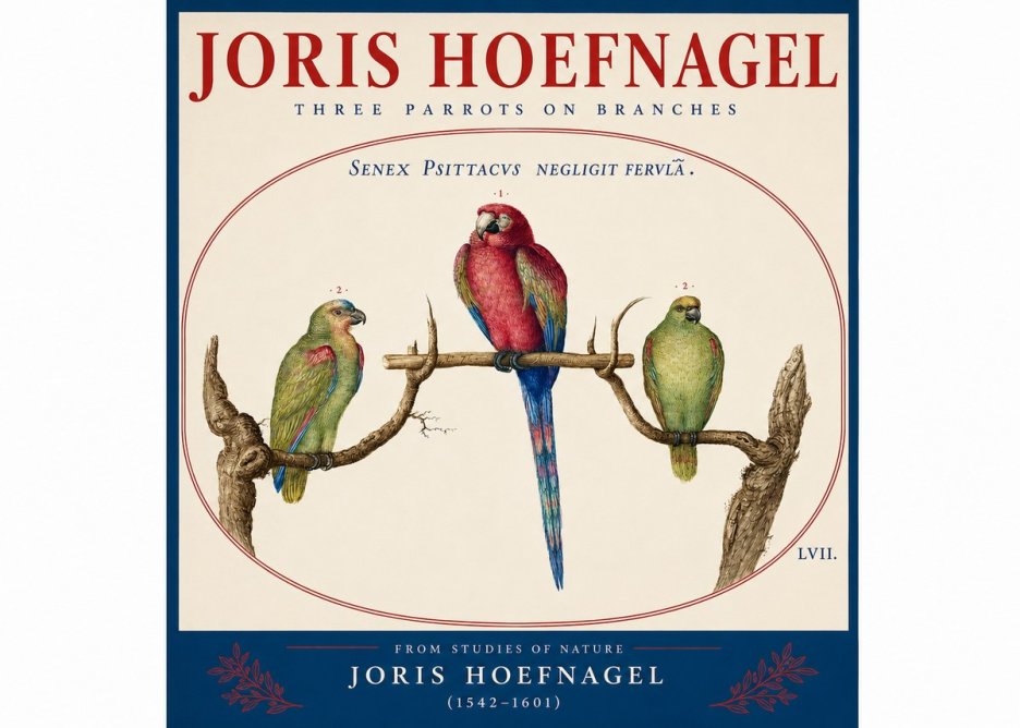 Joris Hoefnagel Three Parrots No4 - Poszter