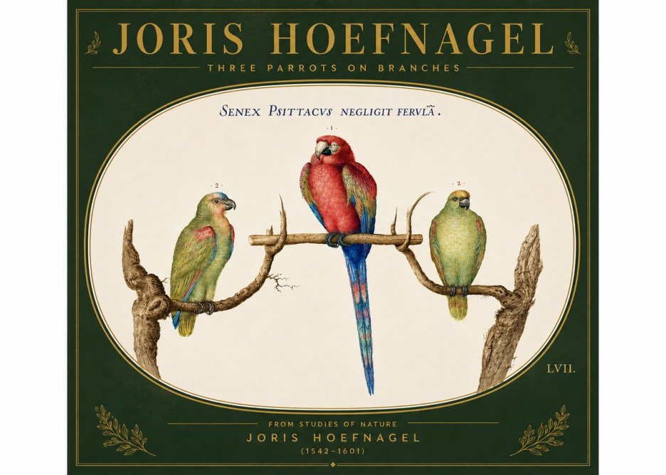 Joris Hoefnagel Three Parrots No6 - Poszter