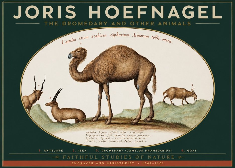 Joris Hoefnagel The Dromedary and Other Animals from Studies of Nature No2 - Poszter