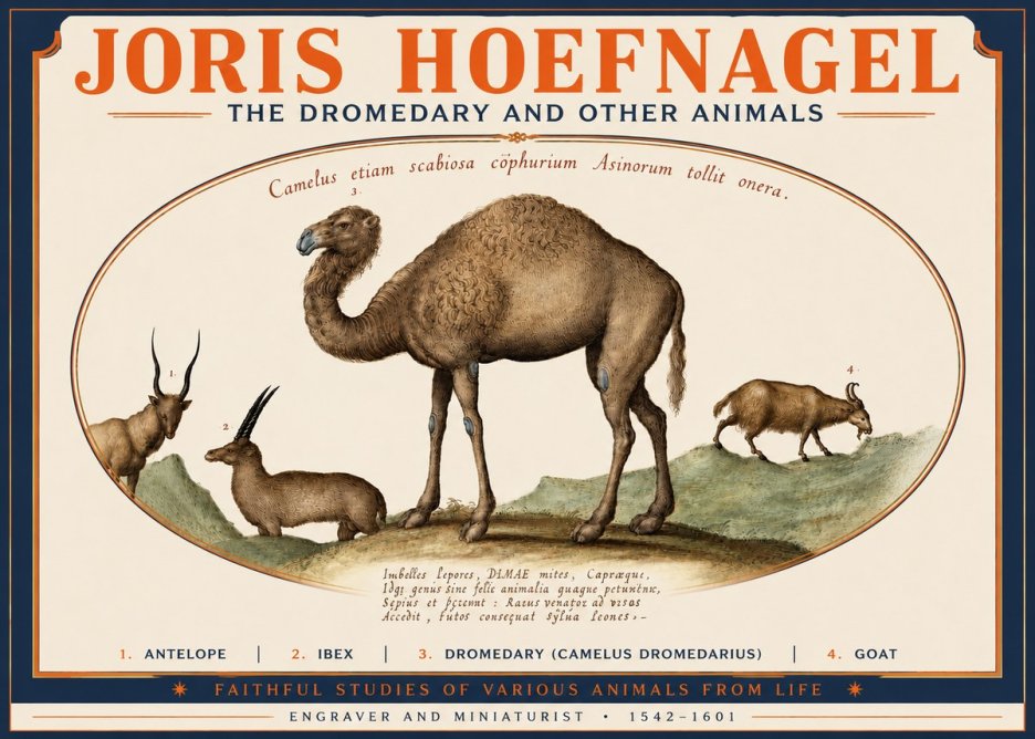 Joris Hoefnagel The Dromedary and Other Animals from Studies of Nature No4 - Poszter