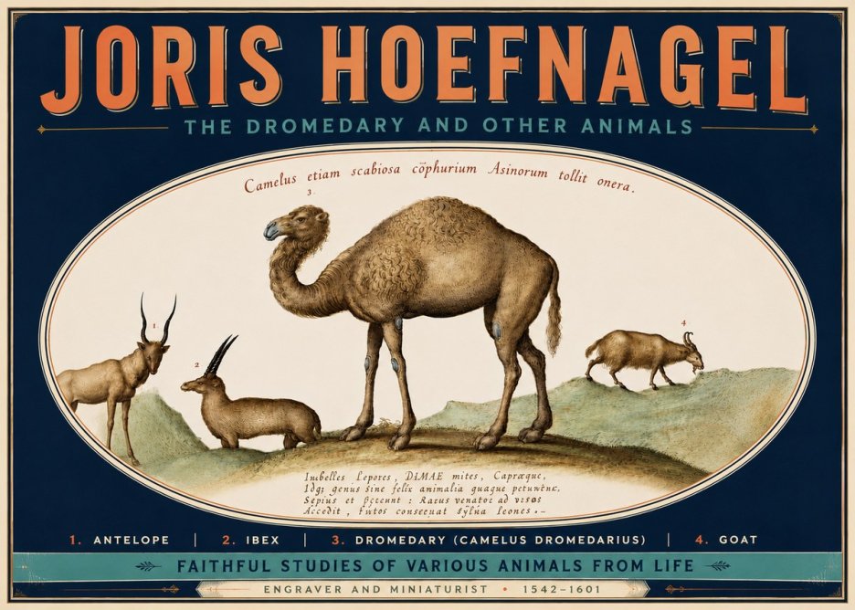 Joris Hoefnagel The Dromedary and Other Animals from Studies of Nature No6 - Poszter