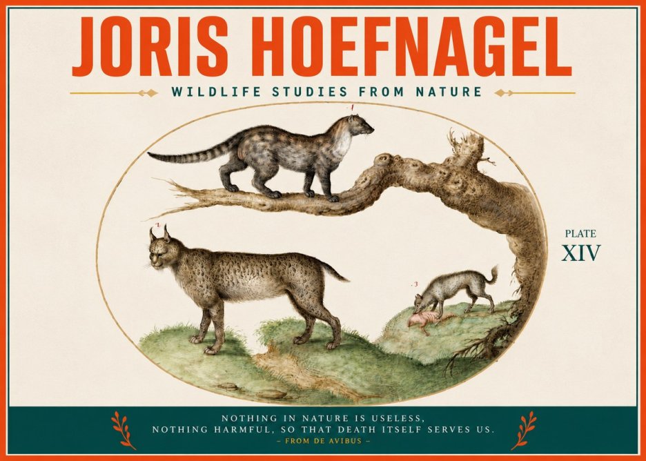 Joris Hoefnagel Wildlife Studies from Nature - Plate Xiv No3 - Poszter