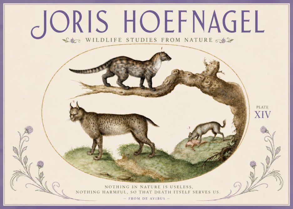 Joris Hoefnagel Wildlife Studies from Nature - Plate Xiv No4 - Poszter