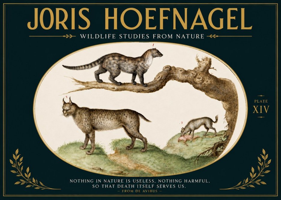 Joris Hoefnagel Wildlife Studies from Nature - Plate Xiv No5 - Poszter