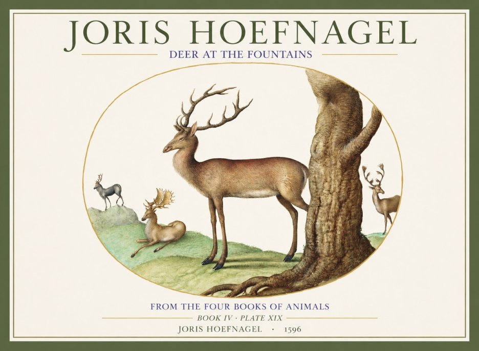 Joris Hoefnagel Deer at the Fountains No1 - Poszter