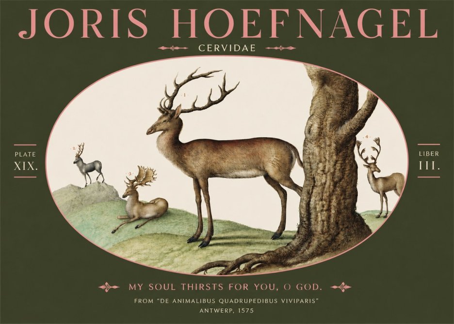 Joris Hoefnagel Deer at the Fountains No4 - Poszter