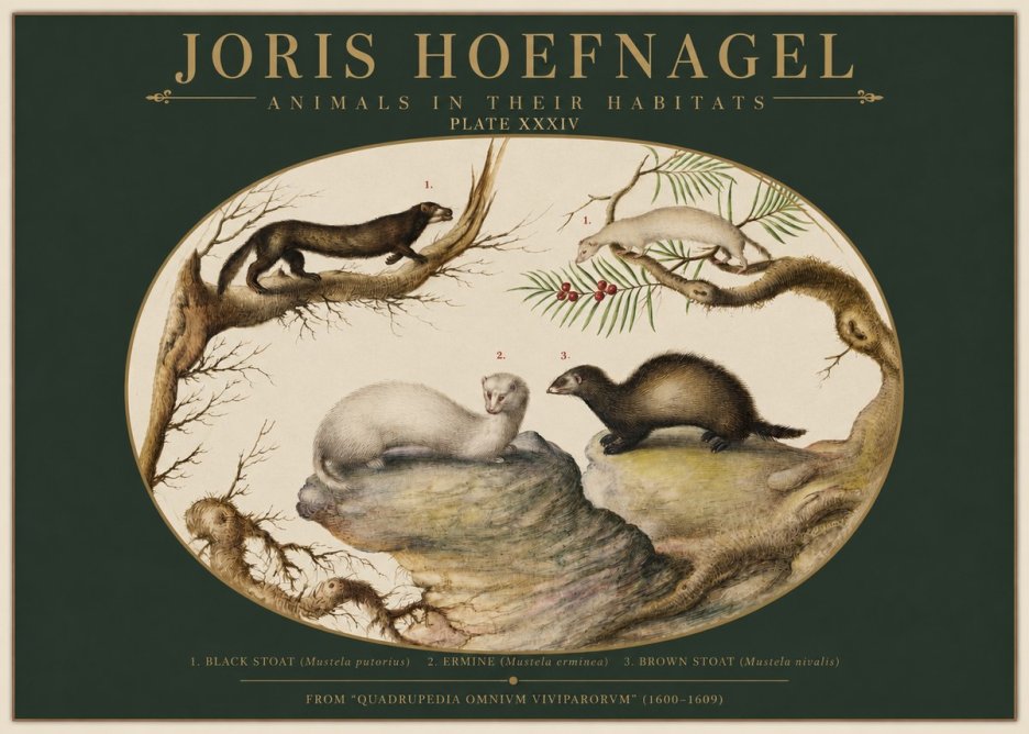 Joris Hoefnagel Animals in Their Habitats Plate Xxxiv No2 - Poszter