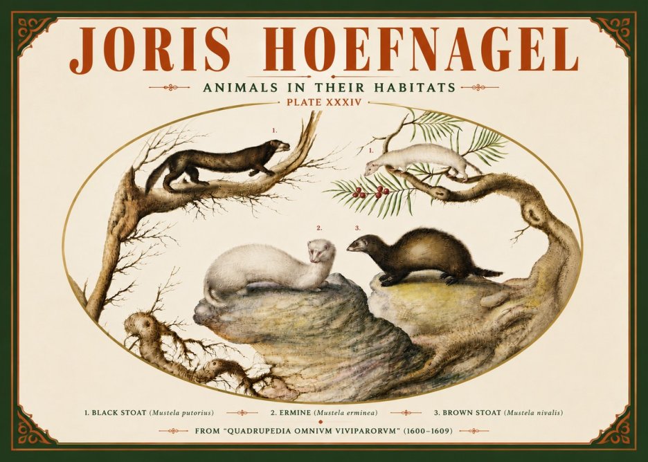 Joris Hoefnagel Animals in Their Habitats Plate Xxxiv No5 - Poszter