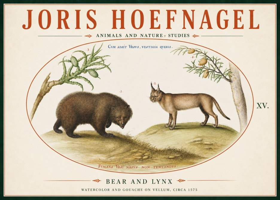 Joris Hoefnagel Bear and Lynx No6 - Poszter