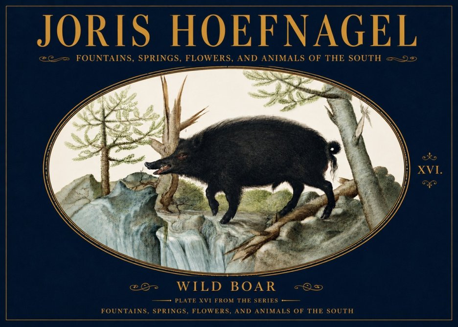 Joris Hoefnagel Fountains, Springs, Flowers, and Animals of the South - Plate Xvi No5 - Poszter