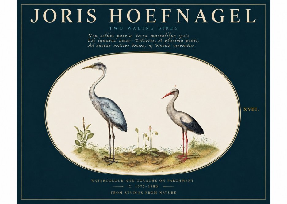 Joris Hoefnagel Study of Two Cranes No4 - Poszter