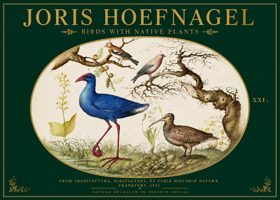 Joris Hoefnagel Birds with Native Plants No3 - Poszter