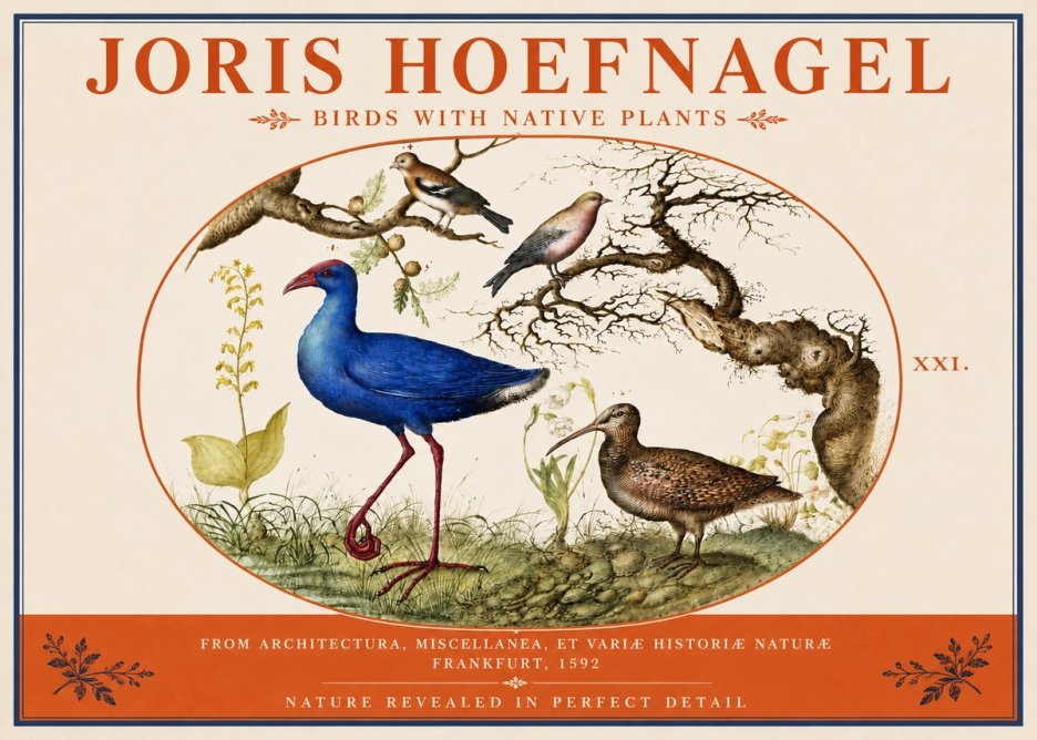 Joris Hoefnagel Birds with Native Plants No4 - Poszter