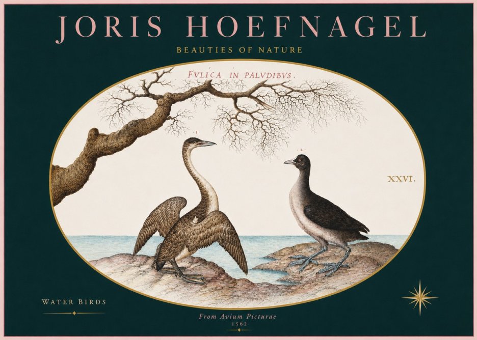 Joris Hoefnagel Cormorant and Coot No3 - Poszter