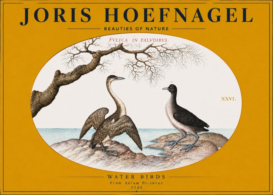 Joris Hoefnagel Cormorant and Coot No4 - Poszter