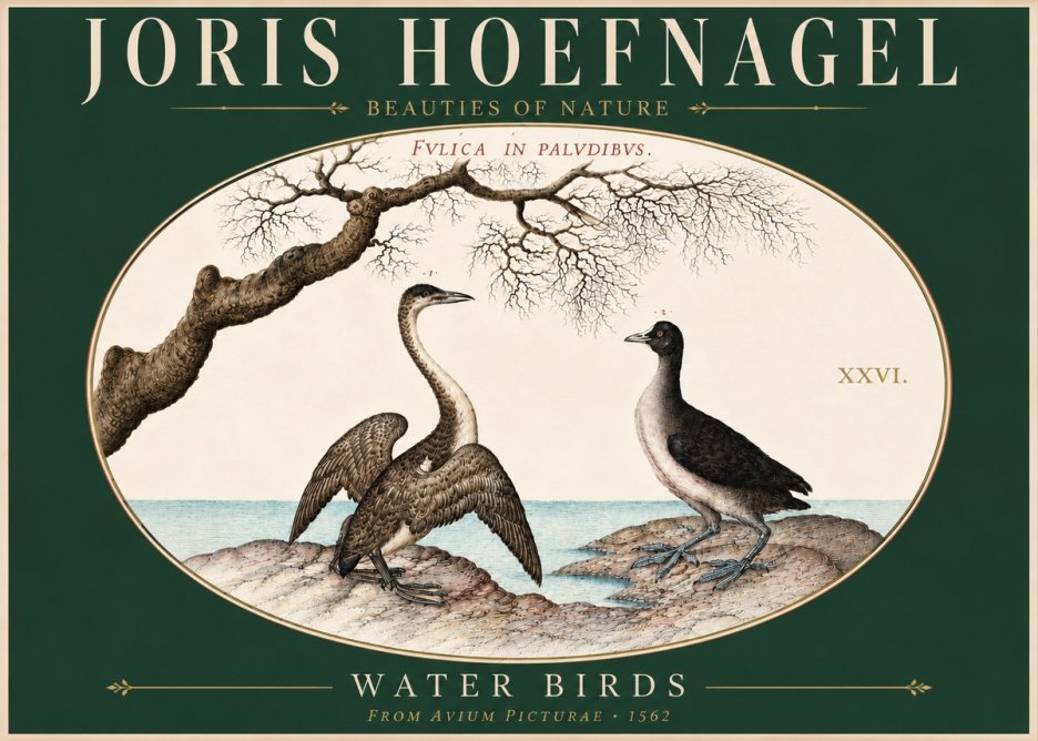 Joris Hoefnagel Cormorant and Coot No5 - Poszter