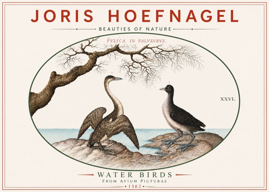 Joris Hoefnagel Cormorant and Coot No6 - Poszter