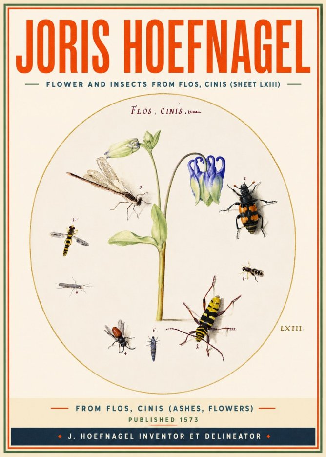 Joris Hoefnagel Insects and a Flower Study No4 - Poszter