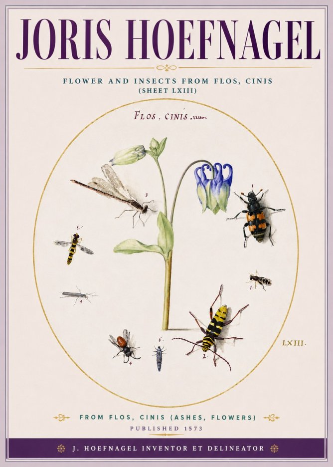 Joris Hoefnagel Insects and a Flower Study No5 - Poszter