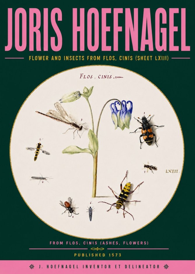 Joris Hoefnagel Insects and a Flower Study No6 - Poszter