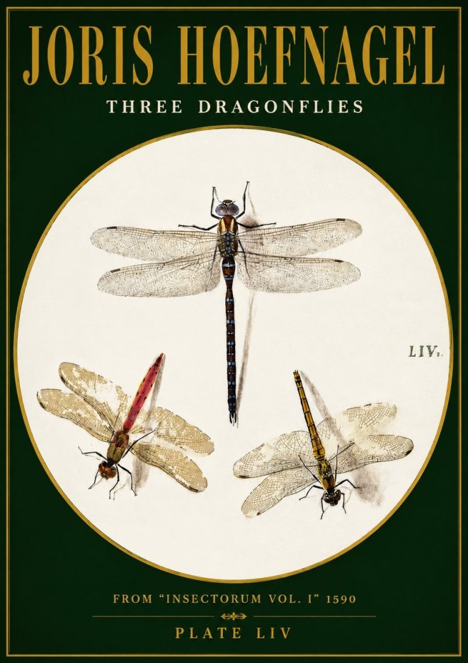 Joris Hoefnagel Three Dragonflies No3 - Poszter