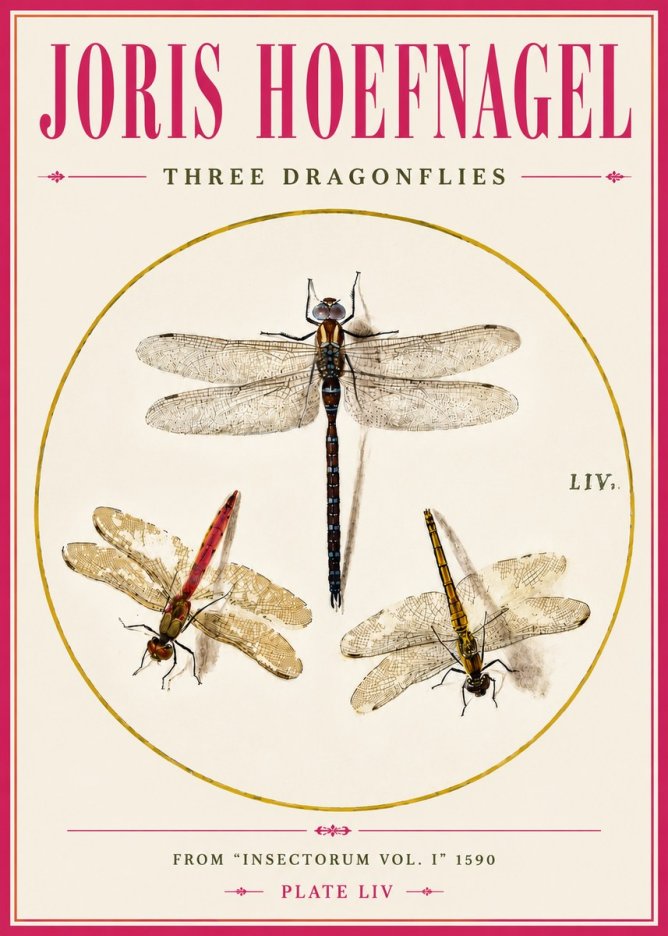 Joris Hoefnagel Three Dragonflies No5 - Poszter